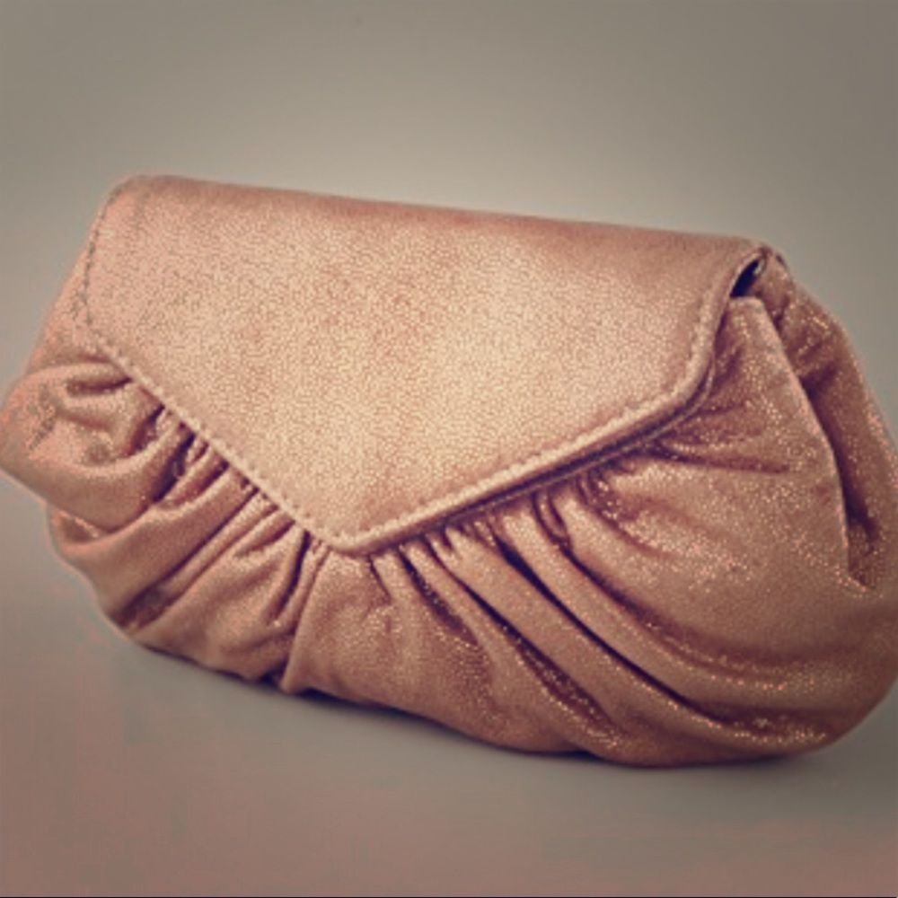 🌟 Lauren Merkin Rose Gold Leather Clutch 🌟